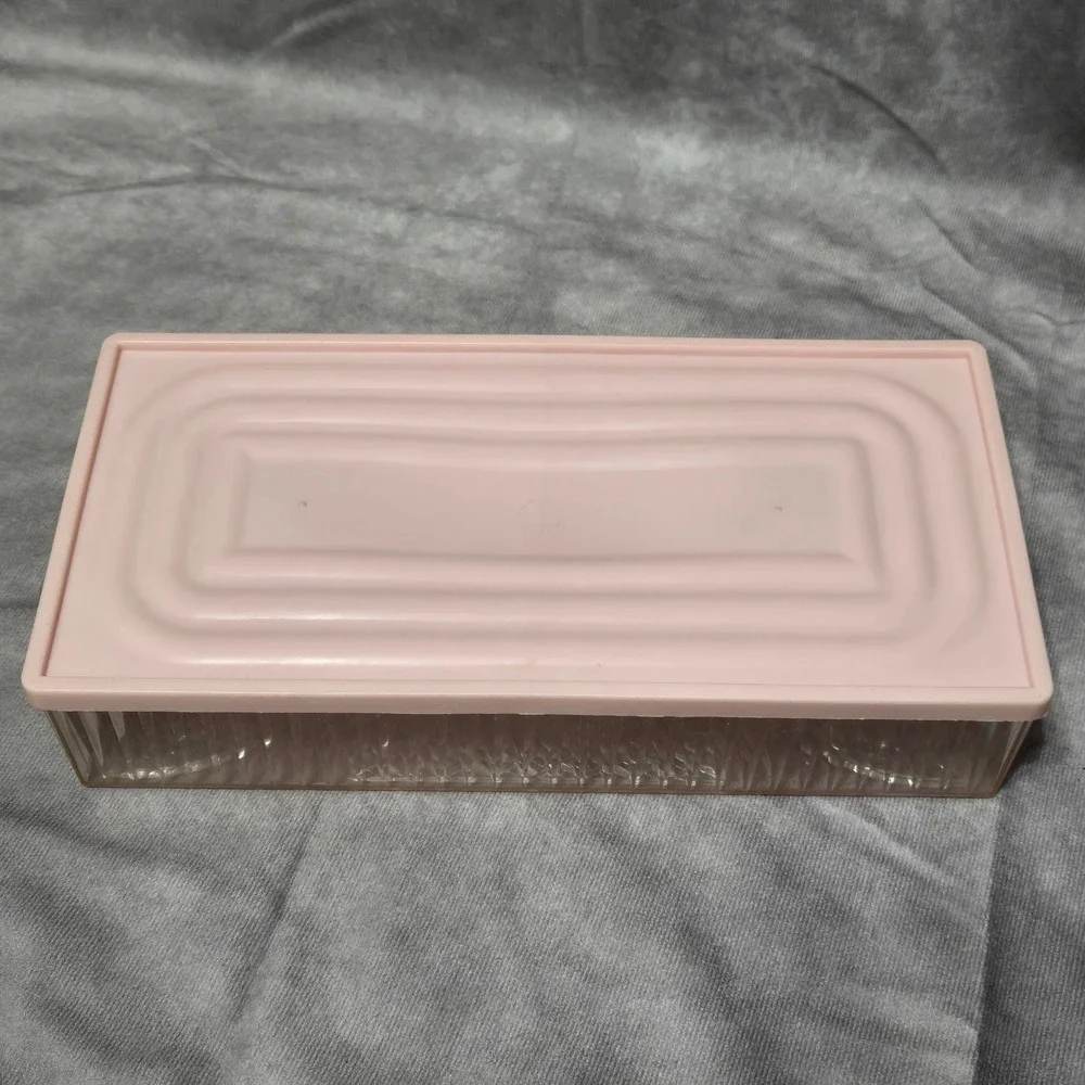 Vintage Tissue Box Cover Pink Clear Plastic‎ Lucite Starburst